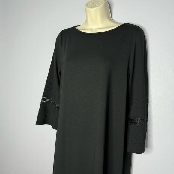 J. Jill Wearever Collection Black 3/4 Flare Sleeve Knit Jersey Dress Casual S - Picture 4 of 8